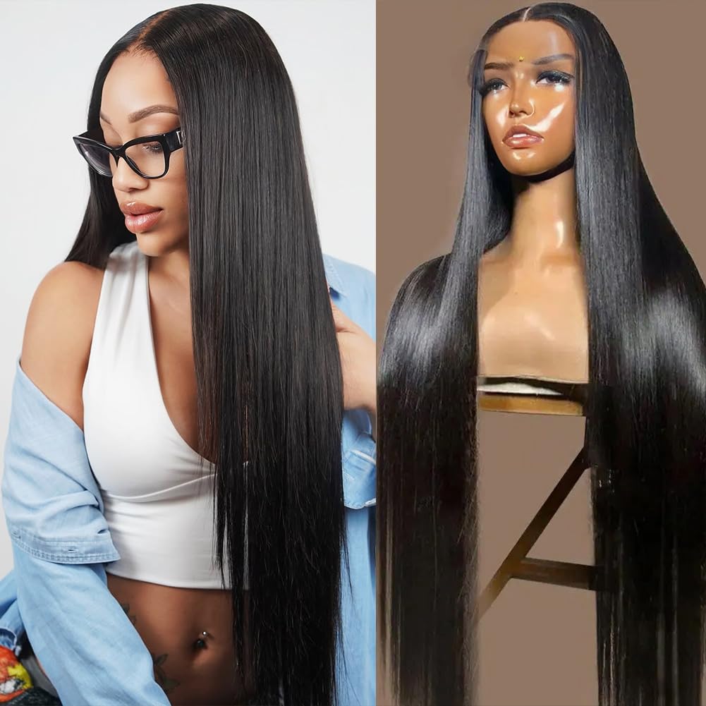 30 Inch 13x6 Lace Front Wigs Human Hair Pre Plucked 200 Density Straight Glueless Wig HD Transparent Human Hair Lace Front Wigs with Baby Hair Lace Front Wigs for Women