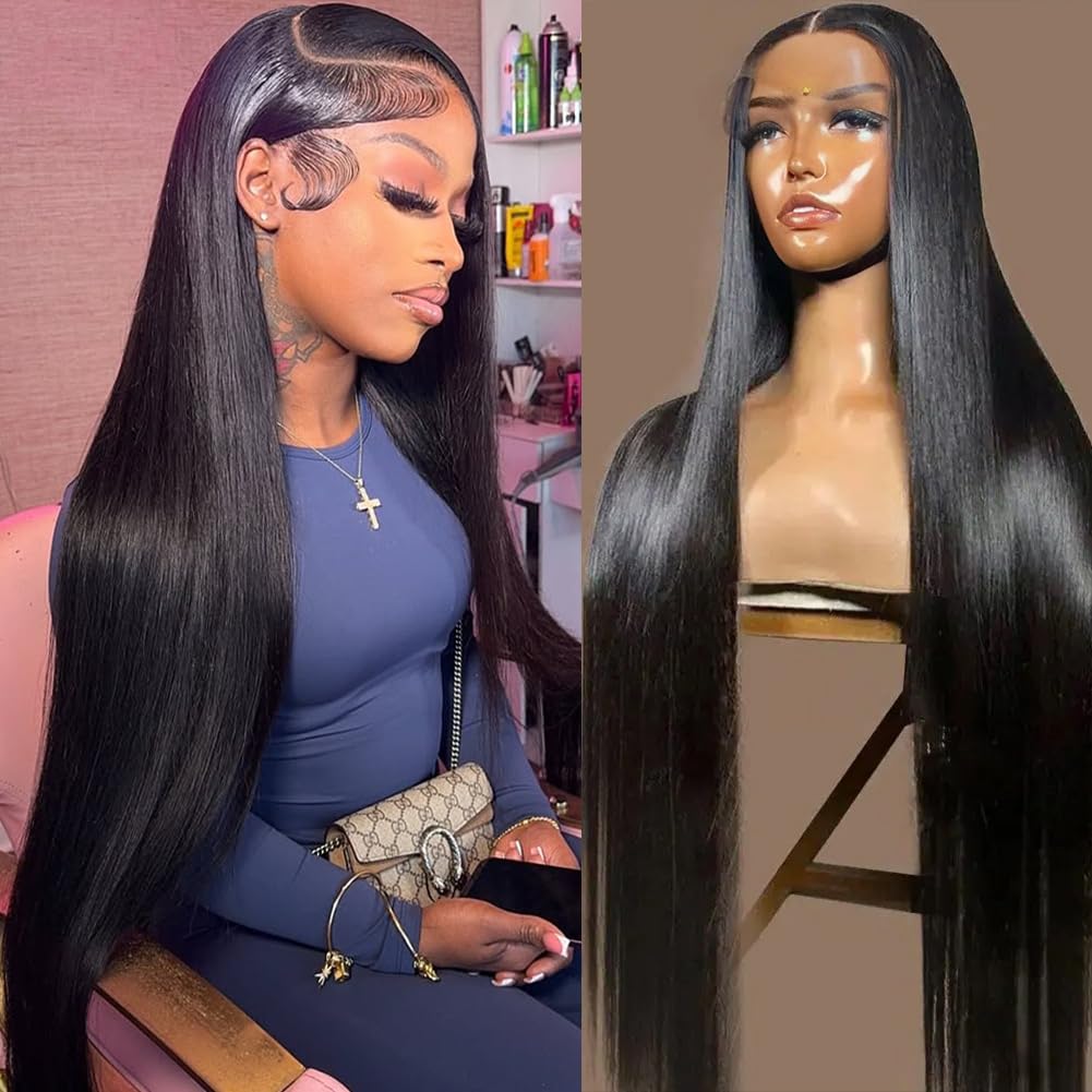 30 Inch 13x6 Lace Front Wigs Human Hair Pre Plucked 200 Density Straight Glueless Wig HD Transparent Human Hair Lace Front Wigs with Baby Hair Lace Front Wigs for Women