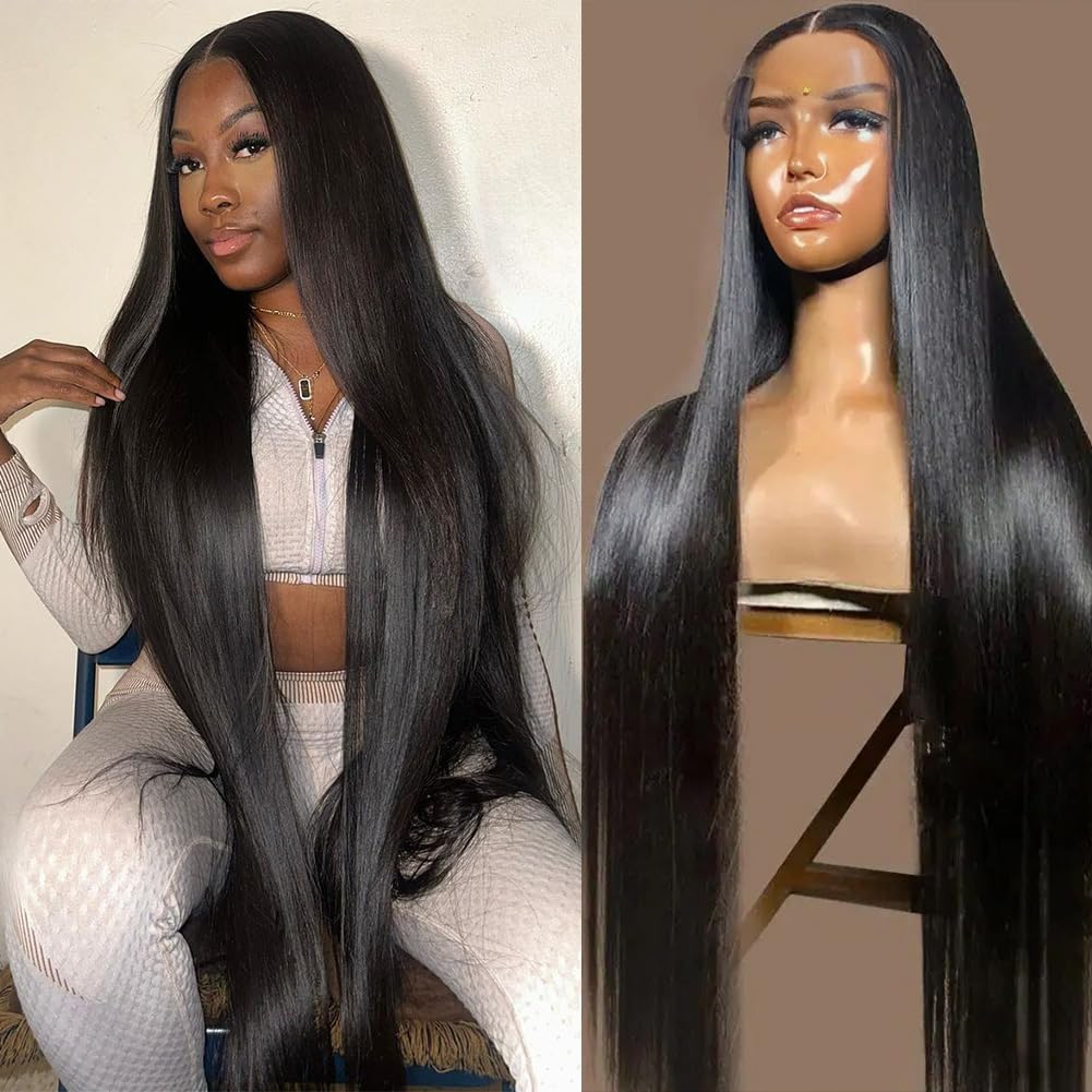 30 Inch 13x6 Lace Front Wigs Human Hair Pre Plucked 200 Density Straight Glueless Wig HD Transparent Human Hair Lace Front Wigs with Baby Hair Lace Front Wigs for Women