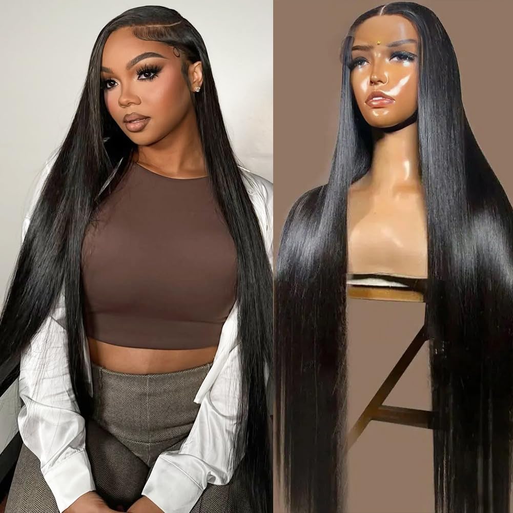 30 Inch 13x6 Lace Front Wigs Human Hair Pre Plucked 200 Density Straight Glueless Wig HD Transparent Human Hair Lace Front Wigs with Baby Hair Lace Front Wigs for Women