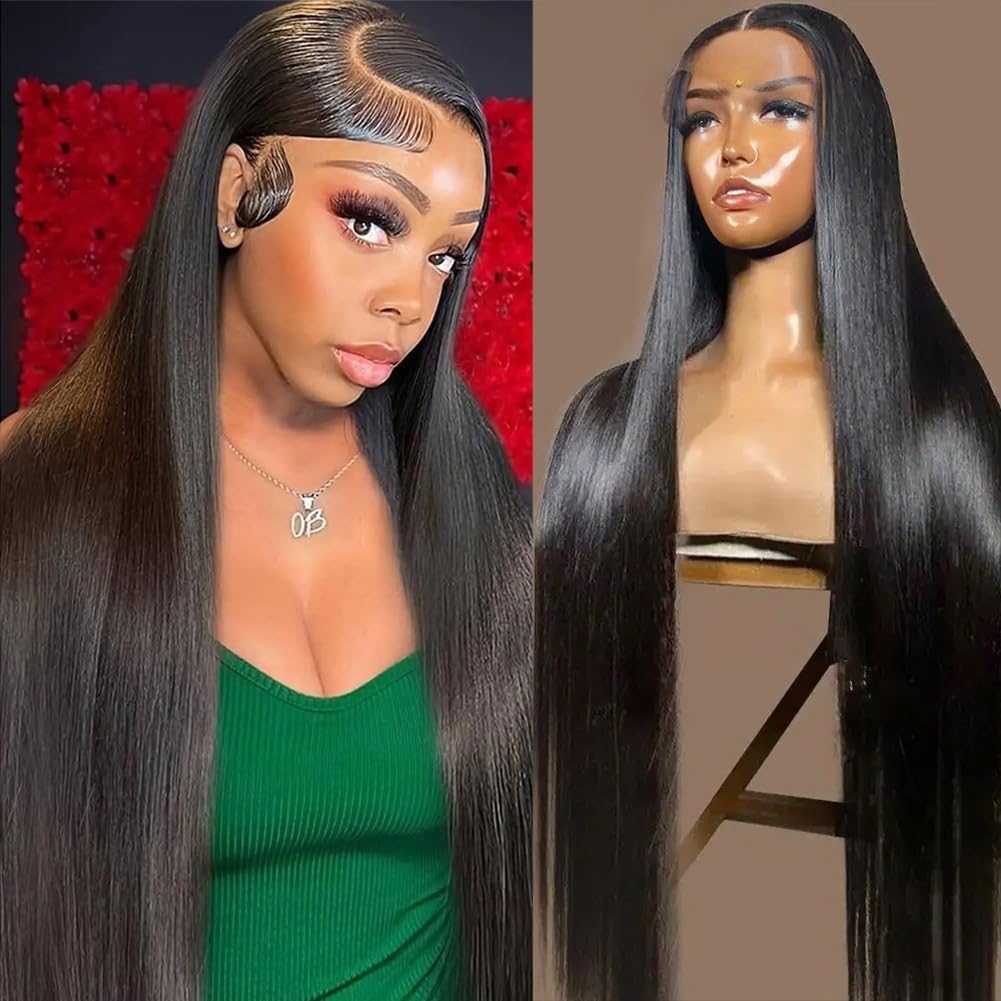 30 Inch 13x6 Lace Front Wigs Human Hair Pre Plucked 200 Density Straight Glueless Wig HD Transparent Human Hair Lace Front Wigs with Baby Hair Lace Front Wigs for Women