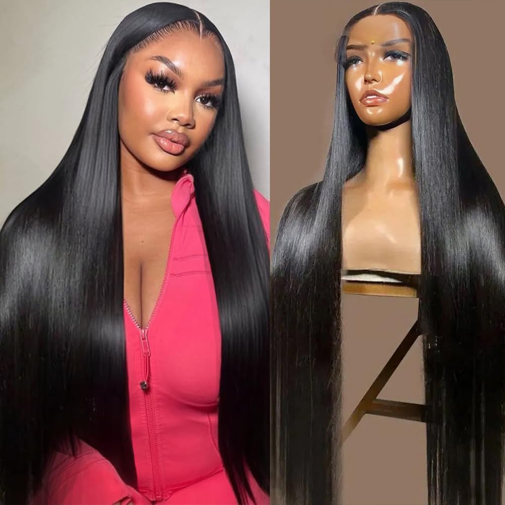 30 Inch 13x6 Lace Front Wigs Human Hair Pre Plucked 200 Density Straight Glueless Wig HD Transparent Human Hair Lace Front Wigs with Baby Hair Lace Front Wigs for Women