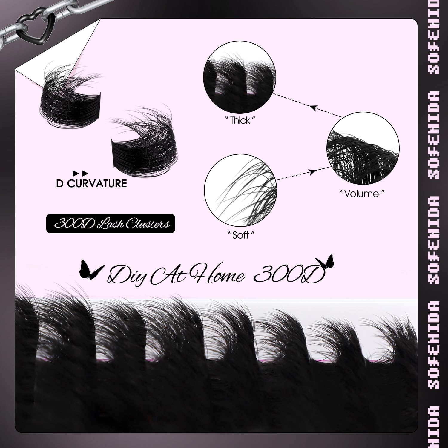 SOFENIDA Lash Clusters Kit 80D Lash Clusters Kit 10-18mm Volume Eyelash Clusters D Curly Cluster Eyelash Extensions 3D Wispy Lashes Cluster DIY Lash Extension Kit(80D-10-18MIX Thick Kit)