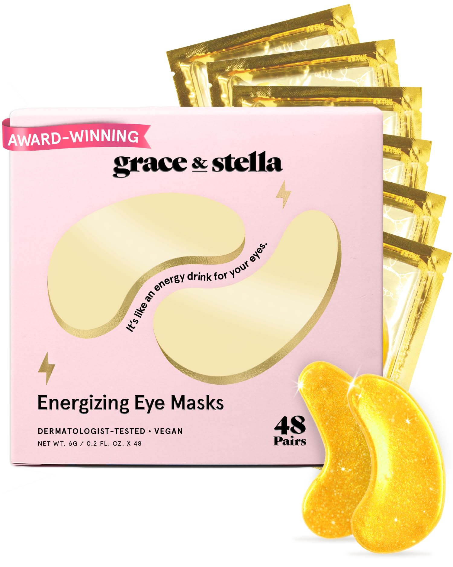 grace & stella Award Winning Under Eye Mask - Reduce Dark Circles, Puffy Eyes, Undereye Bags, Wrinkles - Gel Under Eye Patches - Small Birthday Gifts - Vegan Cruelty-Free (Pink, 6 Pairs)