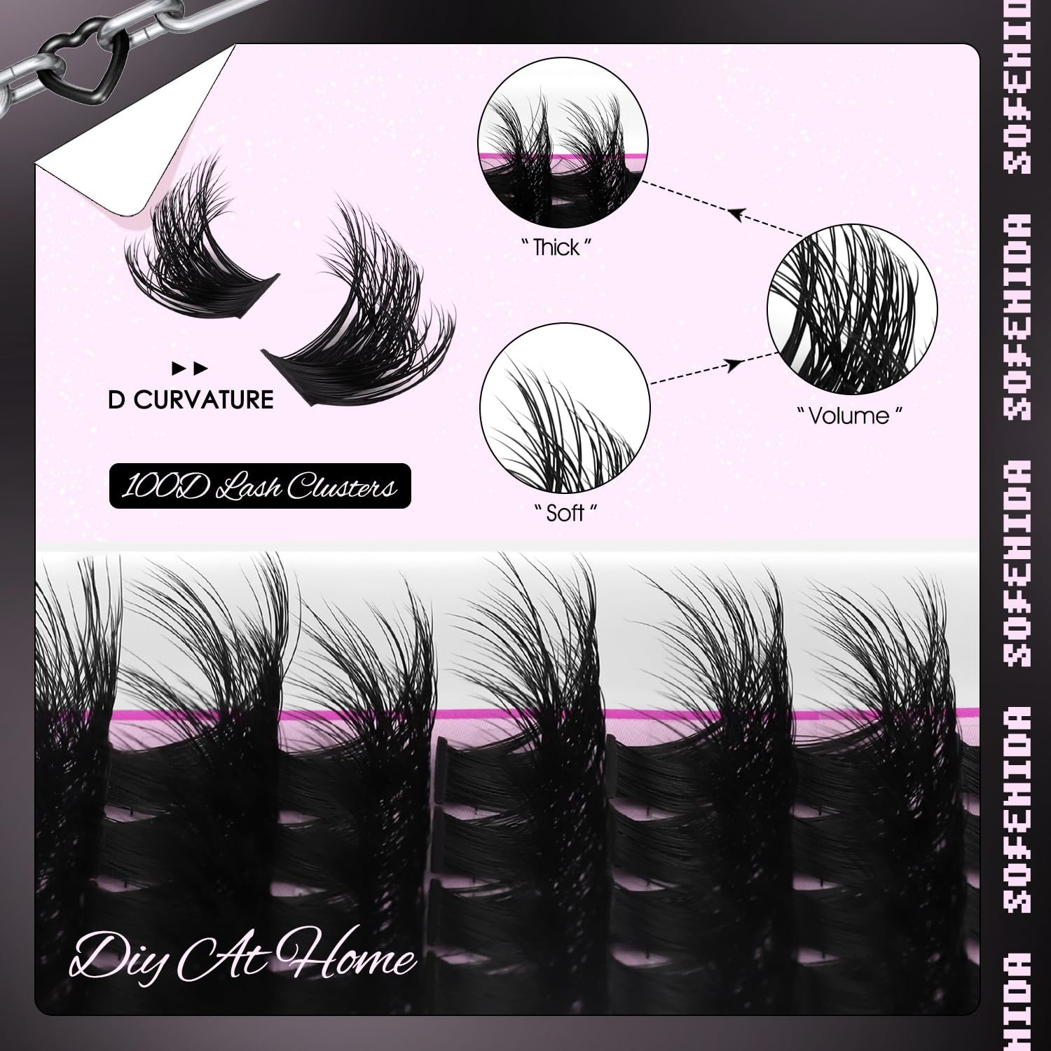 SOFENIDA Lash Clusters Kit 80D Lash Clusters Kit 10-18mm Volume Eyelash Clusters D Curly Cluster Eyelash Extensions 3D Wispy Lashes Cluster DIY Lash Extension Kit(80D-10-18MIX Thick Kit)