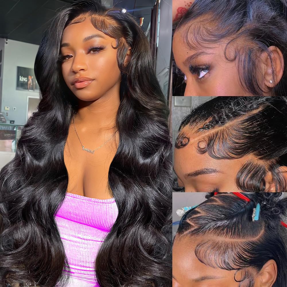 30 Inch 13x6 Lace Front Wigs Human Hair Pre Plucked 200 Density Straight Glueless Wig HD Transparent Human Hair Lace Front Wigs with Baby Hair Lace Front Wigs for Women