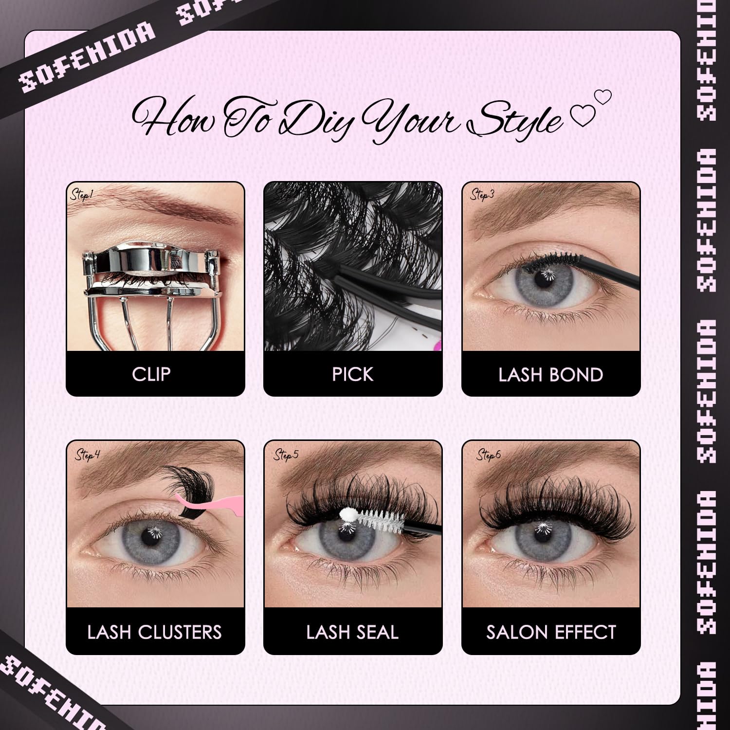 SOFENIDA Lash Clusters Kit 80D Lash Clusters Kit 10-18mm Volume Eyelash Clusters D Curly Cluster Eyelash Extensions 3D Wispy Lashes Cluster DIY Lash Extension Kit(80D-10-18MIX Thick Kit)