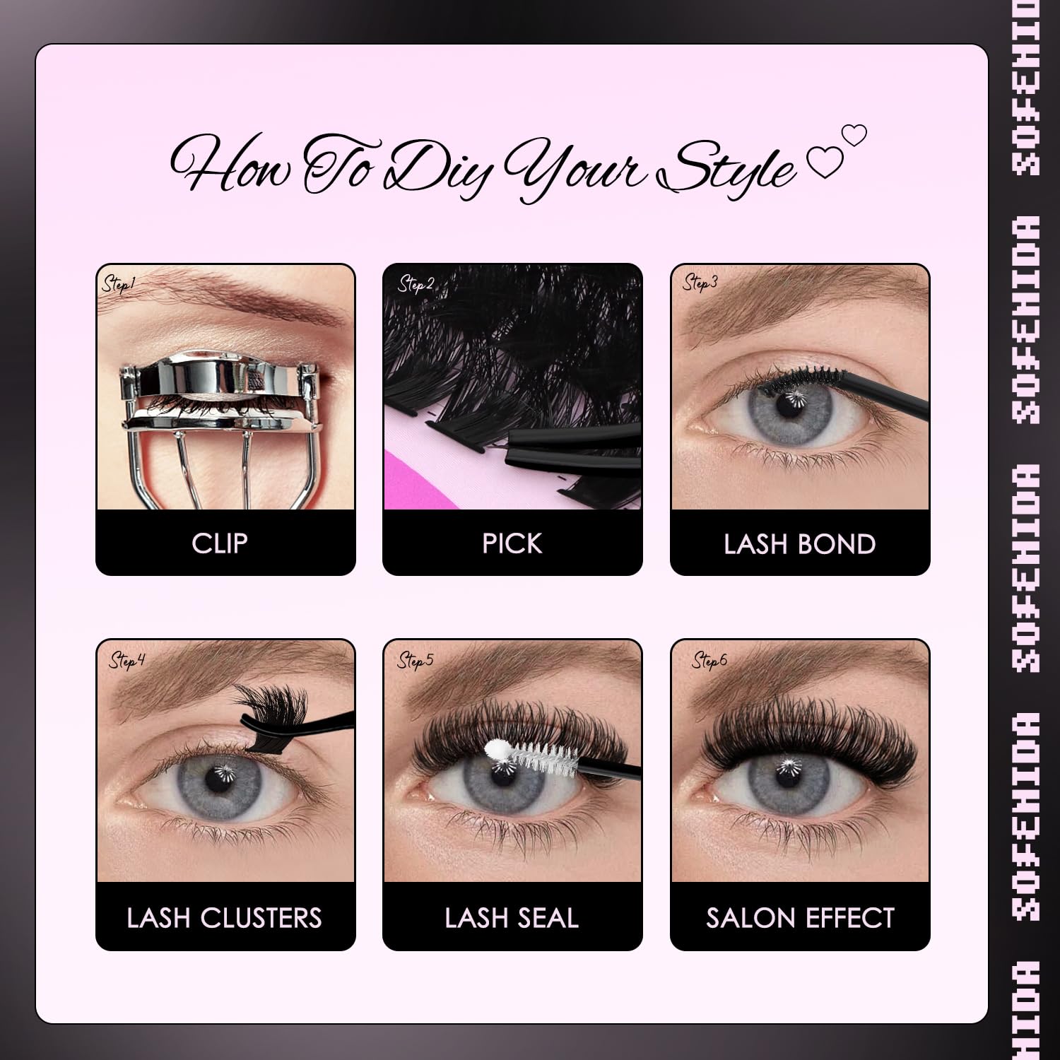 SOFENIDA Lash Clusters Kit 80D Lash Clusters Kit 10-18mm Volume Eyelash Clusters D Curly Cluster Eyelash Extensions 3D Wispy Lashes Cluster DIY Lash Extension Kit(80D-10-18MIX Thick Kit)