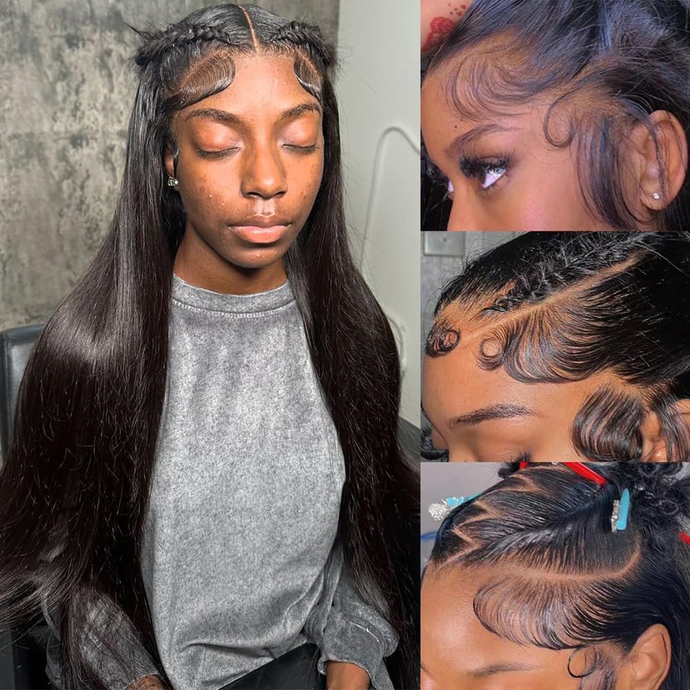 30 Inch 13x6 Lace Front Wigs Human Hair Pre Plucked 200 Density Straight Glueless Wig HD Transparent Human Hair Lace Front Wigs with Baby Hair Lace Front Wigs for Women