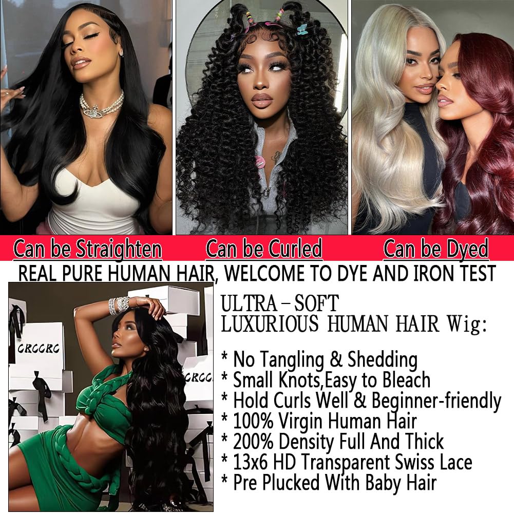 30 Inch 13x6 Lace Front Wigs Human Hair Pre Plucked 200 Density Straight Glueless Wig HD Transparent Human Hair Lace Front Wigs with Baby Hair Lace Front Wigs for Women