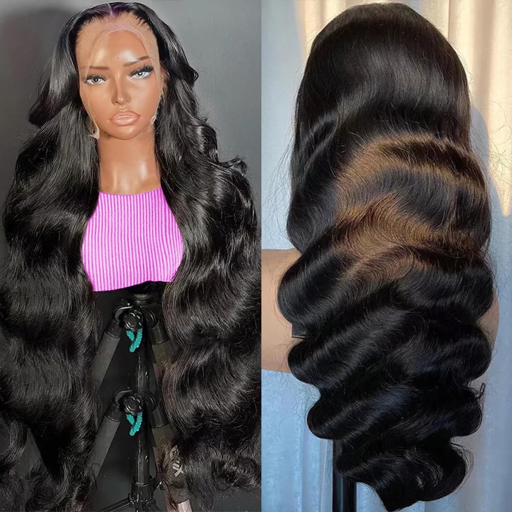 30 Inch 13x6 Lace Front Wigs Human Hair Pre Plucked 200 Density Straight Glueless Wig HD Transparent Human Hair Lace Front Wigs with Baby Hair Lace Front Wigs for Women