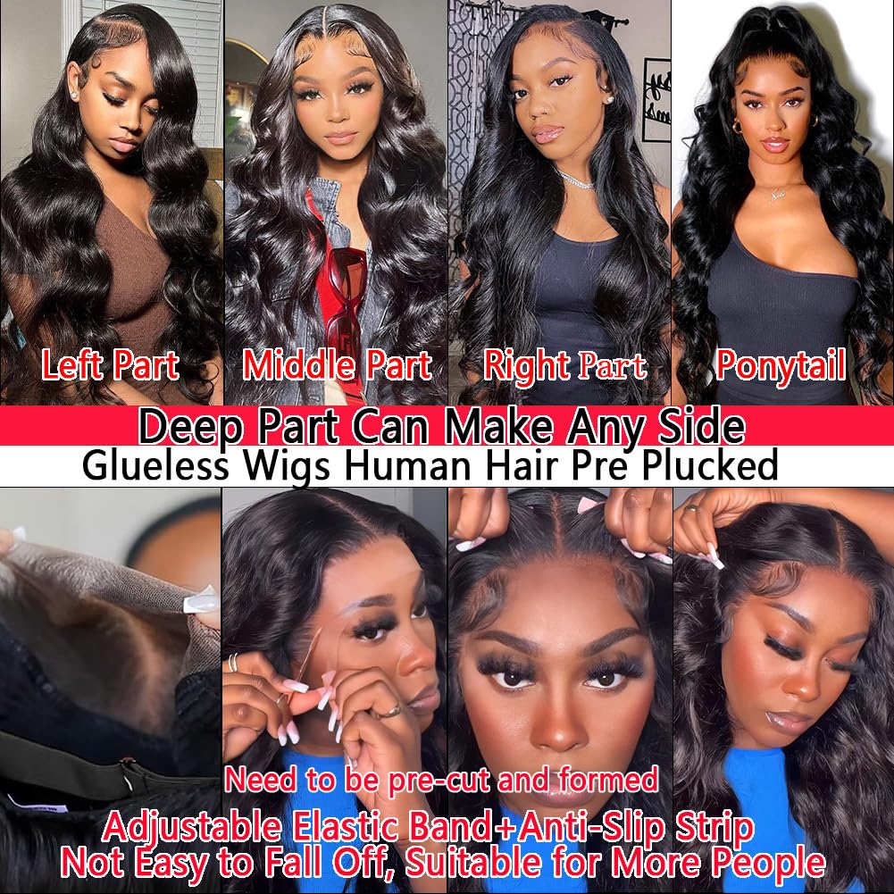 30 Inch 13x6 Lace Front Wigs Human Hair Pre Plucked 200 Density Straight Glueless Wig HD Transparent Human Hair Lace Front Wigs with Baby Hair Lace Front Wigs for Women