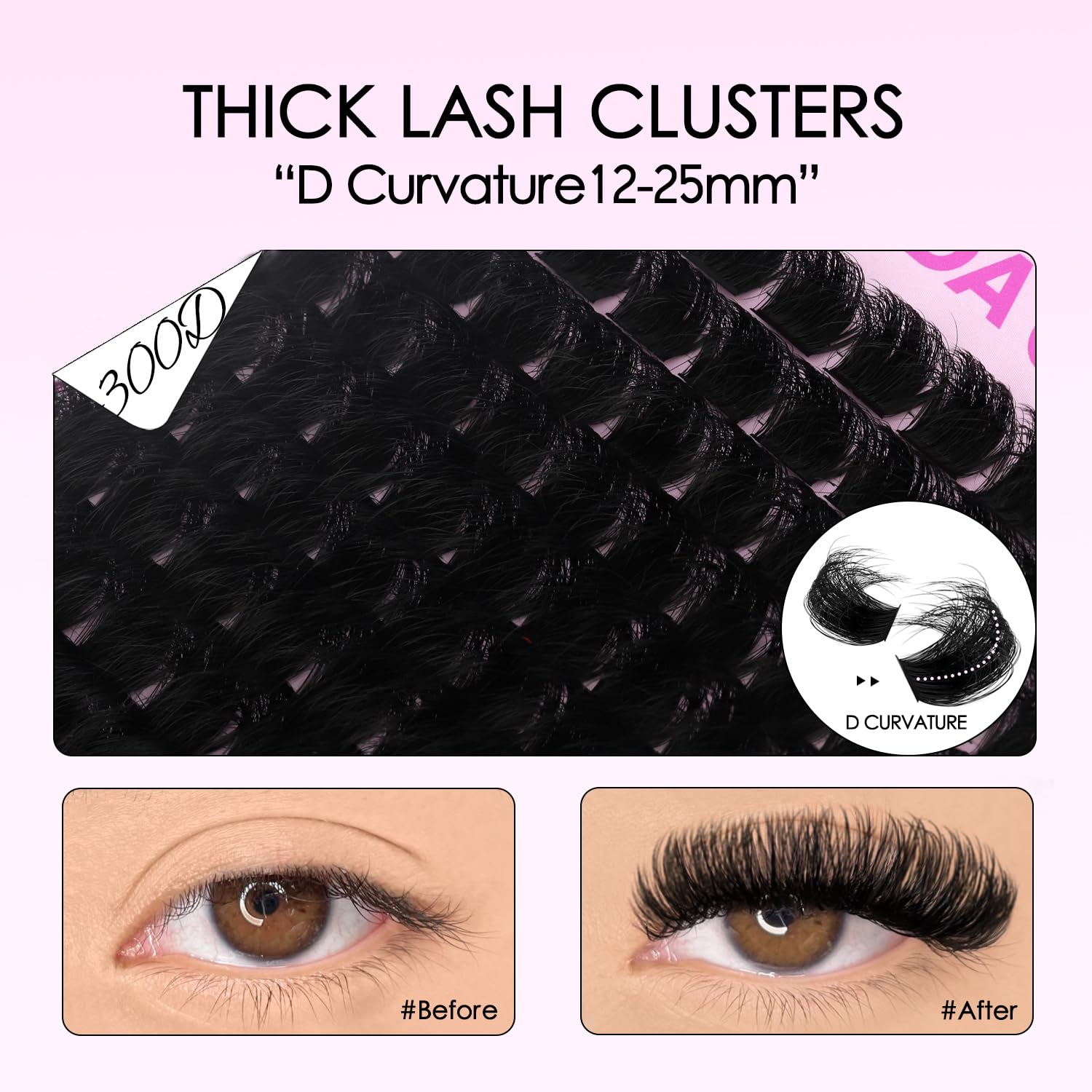 SOFENIDA Lash Clusters Kit 80D Lash Clusters Kit 10-18mm Volume Eyelash Clusters D Curly Cluster Eyelash Extensions 3D Wispy Lashes Cluster DIY Lash Extension Kit(80D-10-18MIX Thick Kit)