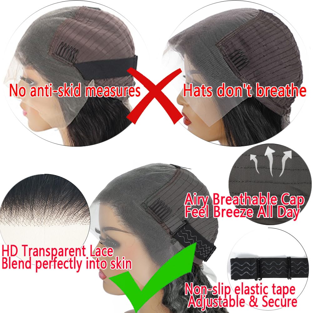 30 Inch 13x6 Lace Front Wigs Human Hair Pre Plucked 200 Density Straight Glueless Wig HD Transparent Human Hair Lace Front Wigs with Baby Hair Lace Front Wigs for Women