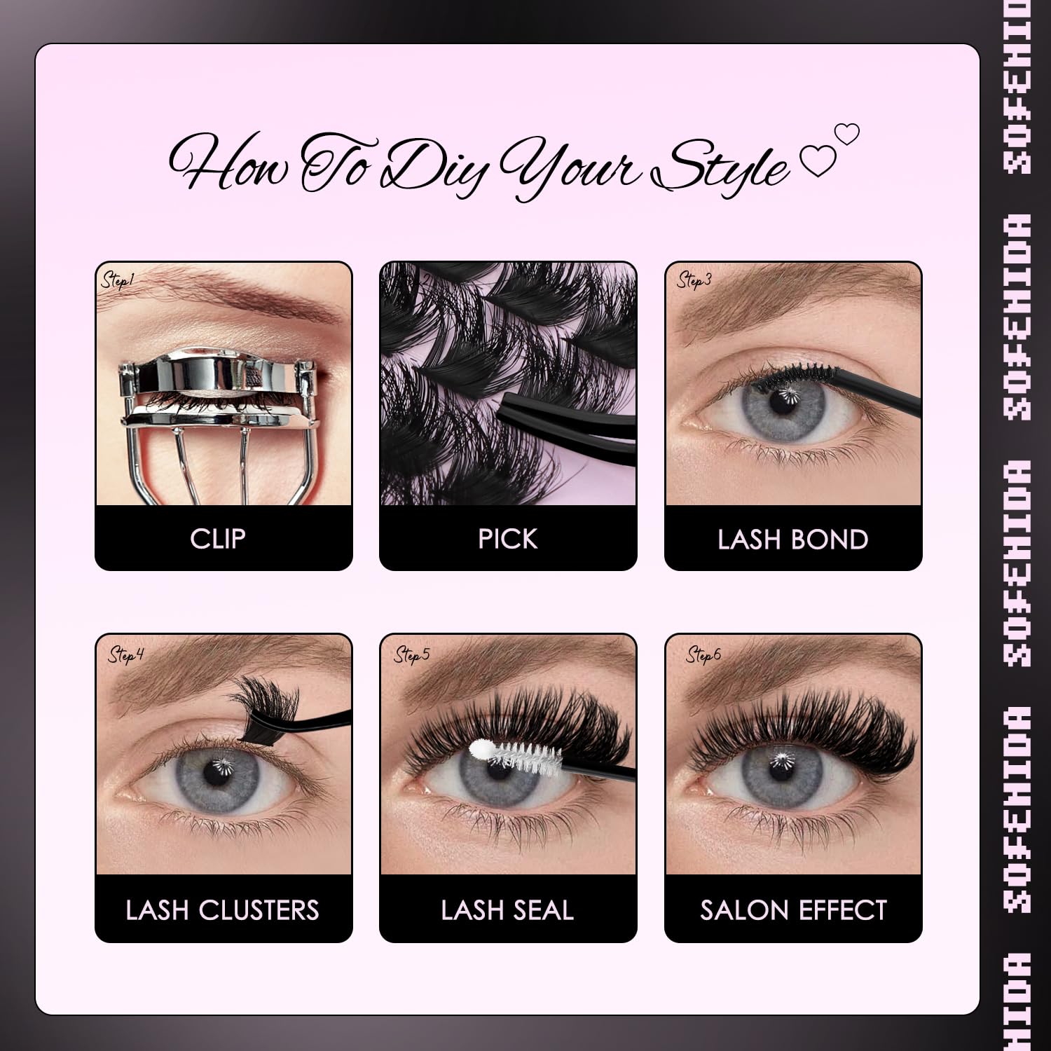 SOFENIDA Lash Clusters Kit 80D Lash Clusters Kit 10-18mm Volume Eyelash Clusters D Curly Cluster Eyelash Extensions 3D Wispy Lashes Cluster DIY Lash Extension Kit(80D-10-18MIX Thick Kit)