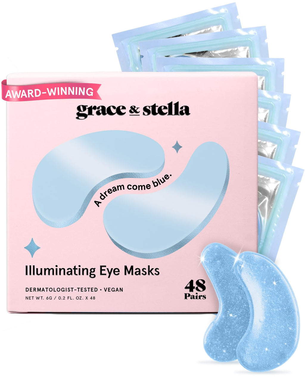 grace & stella Award Winning Under Eye Mask - Reduce Dark Circles, Puffy Eyes, Undereye Bags, Wrinkles - Gel Under Eye Patches - Small Birthday Gifts - Vegan Cruelty-Free (Pink, 6 Pairs)