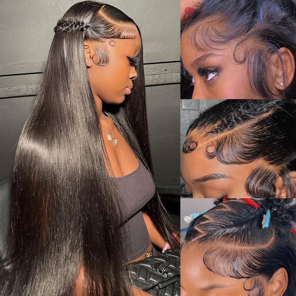30 Inch 13x6 Lace Front Wigs Human Hair Pre Plucked 200 Density Straight Glueless Wig HD Transparent Human Hair Lace Front Wigs with Baby Hair Lace Front Wigs for Women
