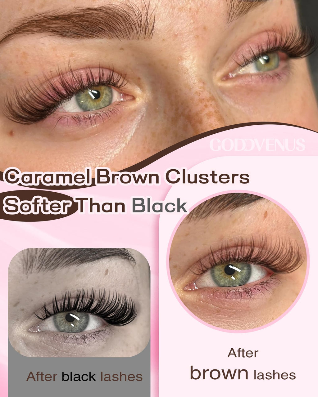 Goddvenus Lash Clusters Kit Wispy Eyelash Clusters Lashes Natural DIY Lash Extension Kit 10-16mm Cluster Eyelash Extensions Kit 300pcs C Curl Individual Lashes Cluster Eyelash (No Tweezers)