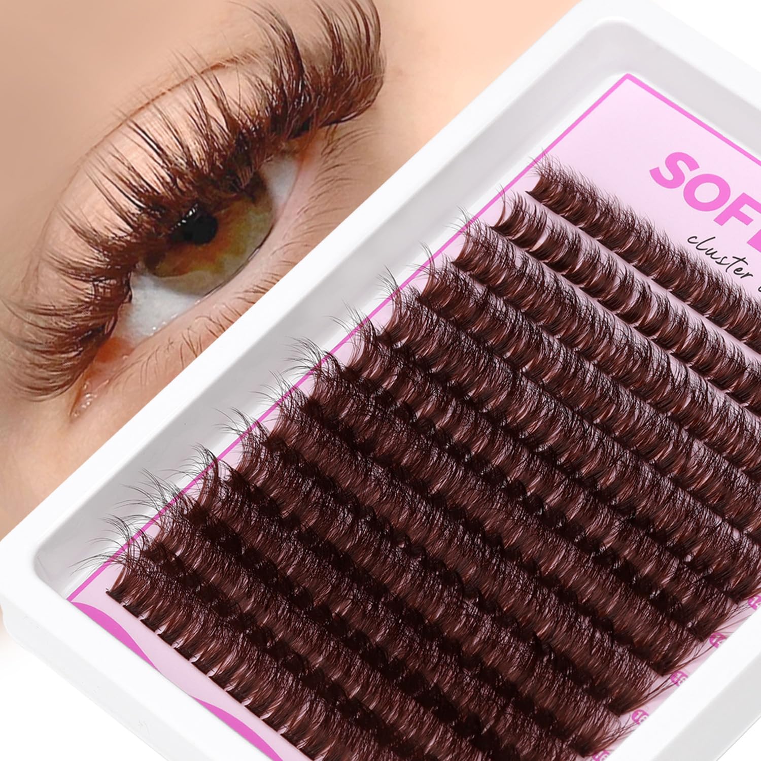 SOFENIDA Lash Clusters Kit 80D Lash Clusters Kit 10-18mm Volume Eyelash Clusters D Curly Cluster Eyelash Extensions 3D Wispy Lashes Cluster DIY Lash Extension Kit(80D-10-18MIX Thick Kit)