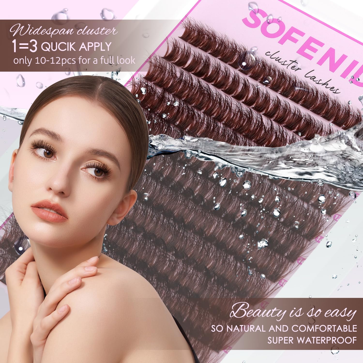 SOFENIDA Lash Clusters Kit 80D Lash Clusters Kit 10-18mm Volume Eyelash Clusters D Curly Cluster Eyelash Extensions 3D Wispy Lashes Cluster DIY Lash Extension Kit(80D-10-18MIX Thick Kit)