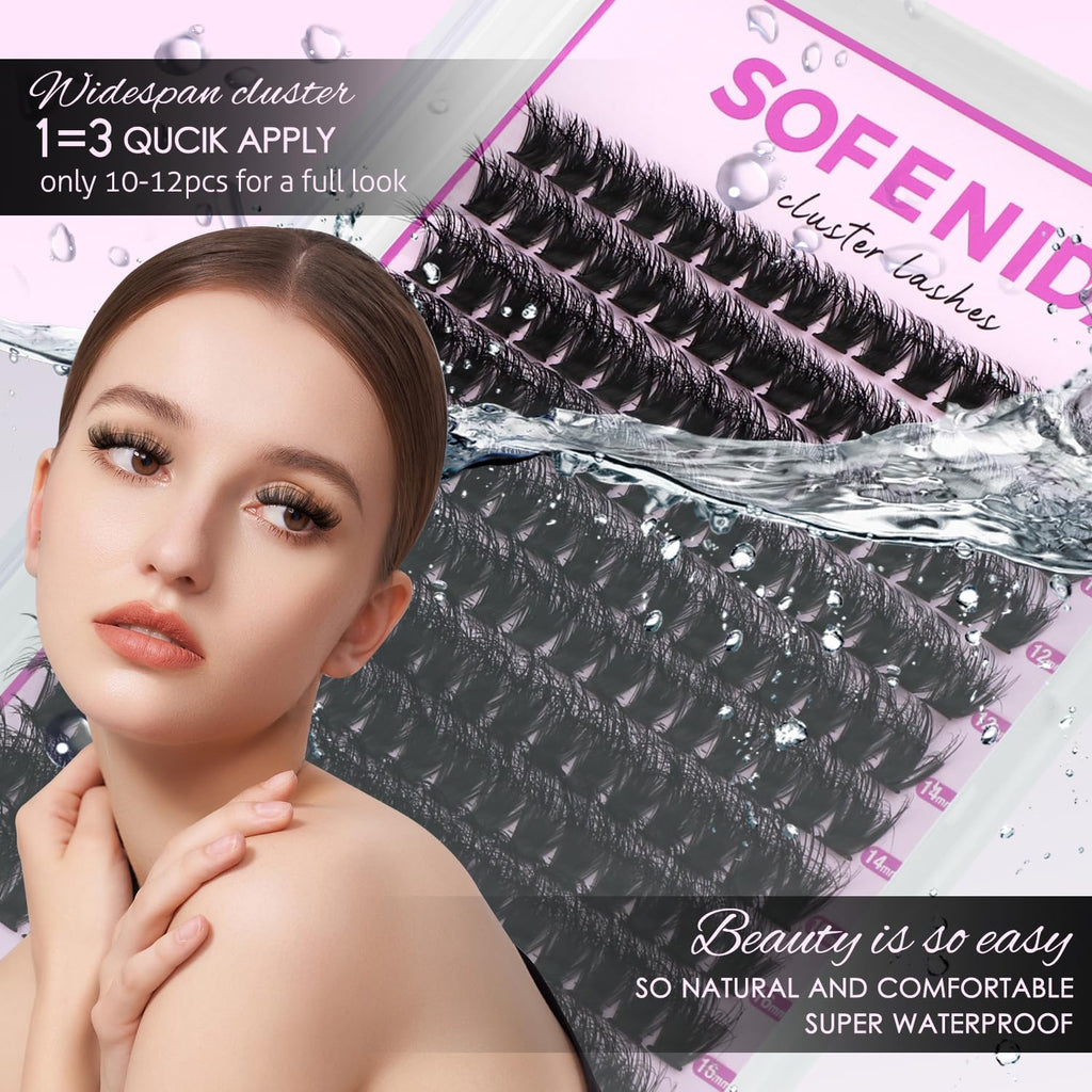SOFENIDA Lash Clusters Kit 80D Lash Clusters Kit 10-18mm Volume Eyelash Clusters D Curly Cluster Eyelash Extensions 3D Wispy Lashes Cluster DIY Lash Extension Kit(80D-10-18MIX Thick Kit)