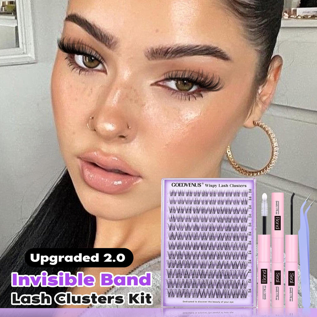 Goddvenus Lash Clusters Kit Wispy Eyelash Clusters Lashes Natural DIY Lash Extension Kit 10-16mm Cluster Eyelash Extensions Kit 300pcs C Curl Individual Lashes Cluster Eyelash (No Tweezers)