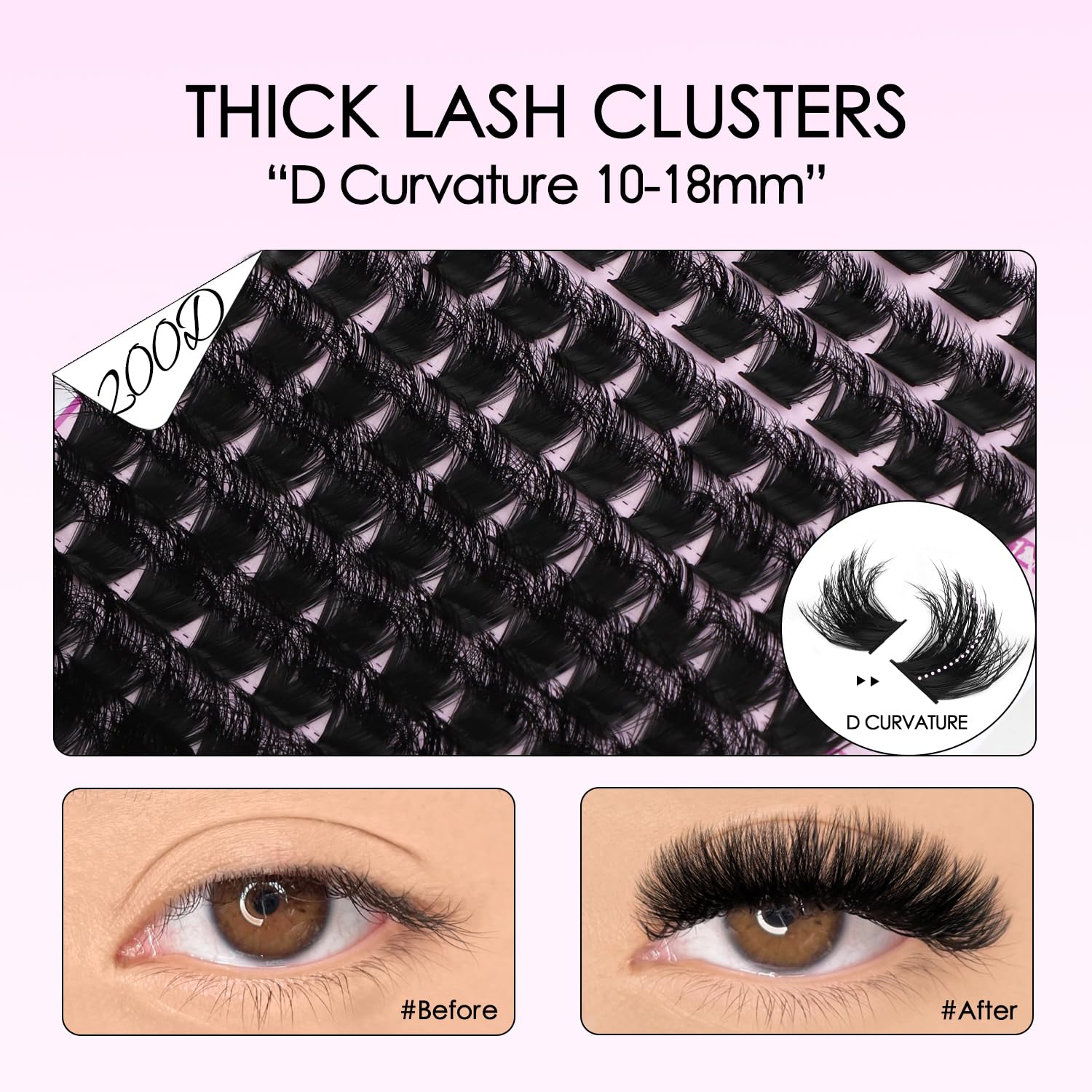 SOFENIDA Lash Clusters Kit 80D Lash Clusters Kit 10-18mm Volume Eyelash Clusters D Curly Cluster Eyelash Extensions 3D Wispy Lashes Cluster DIY Lash Extension Kit(80D-10-18MIX Thick Kit)