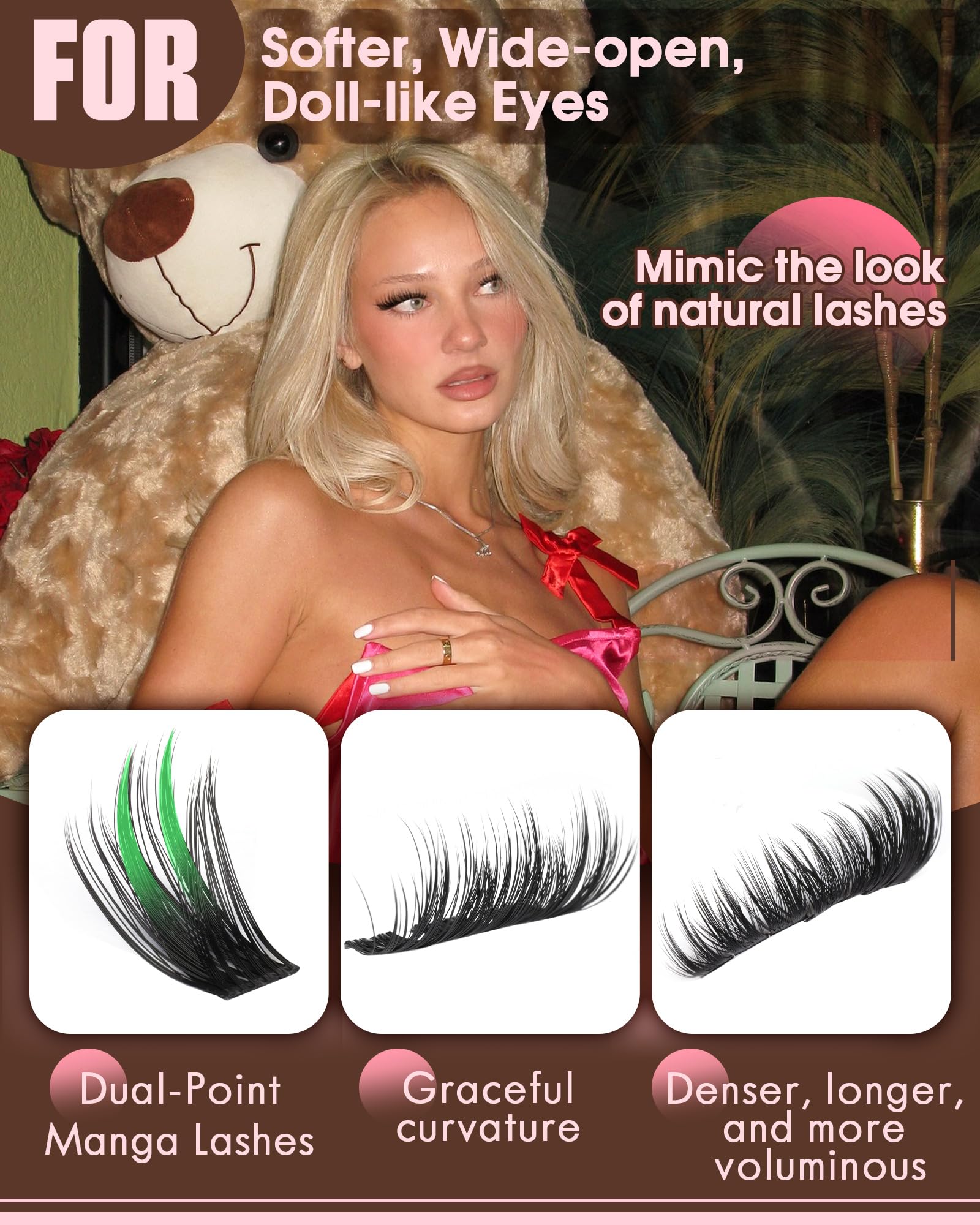 Goddvenus Lash Clusters Kit Wispy Eyelash Clusters Lashes Natural DIY Lash Extension Kit 10-16mm Cluster Eyelash Extensions Kit 300pcs C Curl Individual Lashes Cluster Eyelash (No Tweezers)