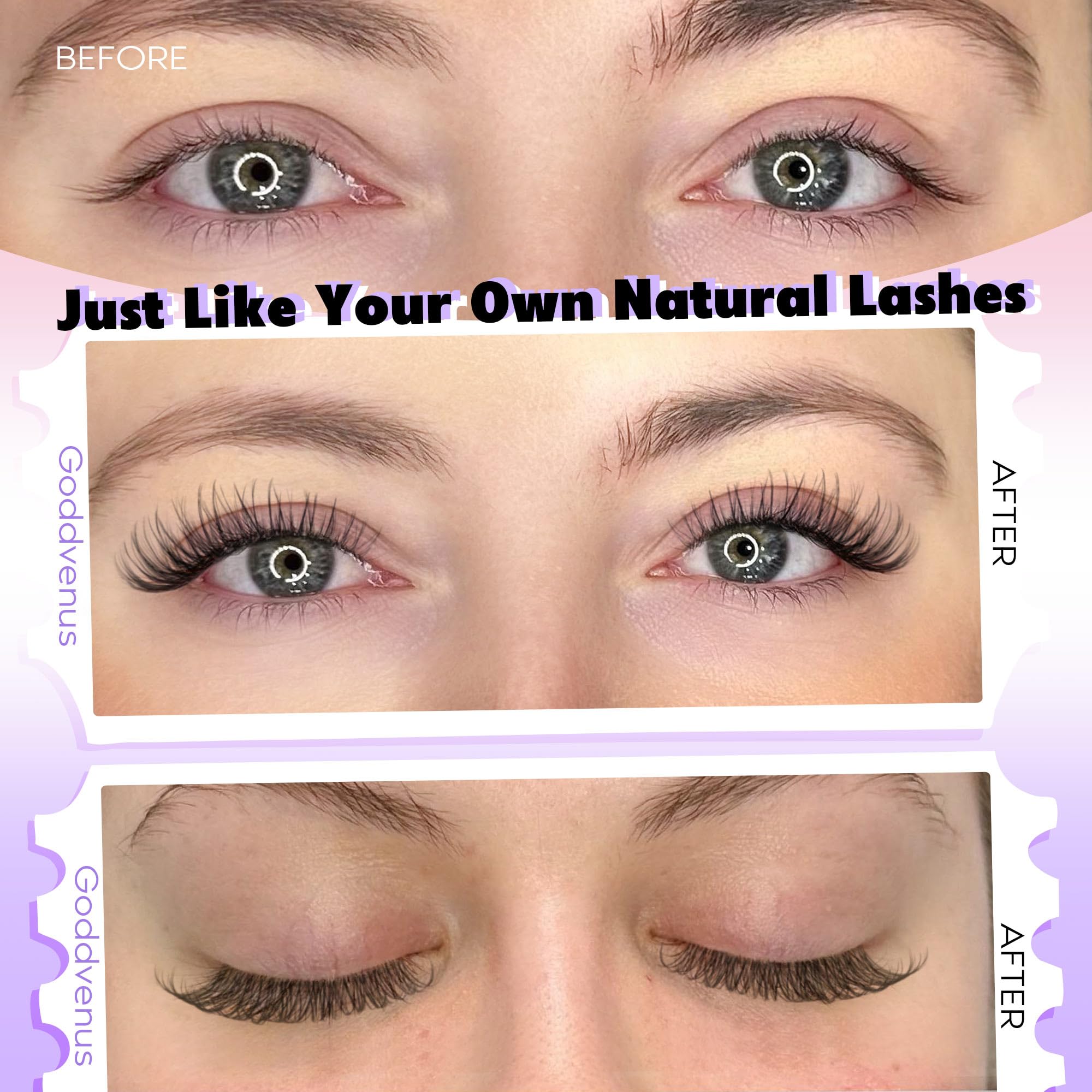 Goddvenus Lash Clusters Kit Wispy Eyelash Clusters Lashes Natural DIY Lash Extension Kit 10-16mm Cluster Eyelash Extensions Kit 300pcs C Curl Individual Lashes Cluster Eyelash (No Tweezers)