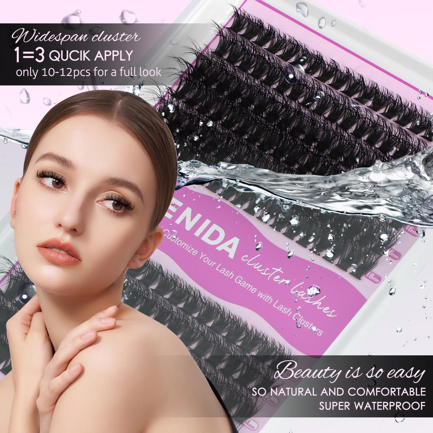 SOFENIDA Lash Clusters Kit 80D Lash Clusters Kit 10-18mm Volume Eyelash Clusters D Curly Cluster Eyelash Extensions 3D Wispy Lashes Cluster DIY Lash Extension Kit(80D-10-18MIX Thick Kit)
