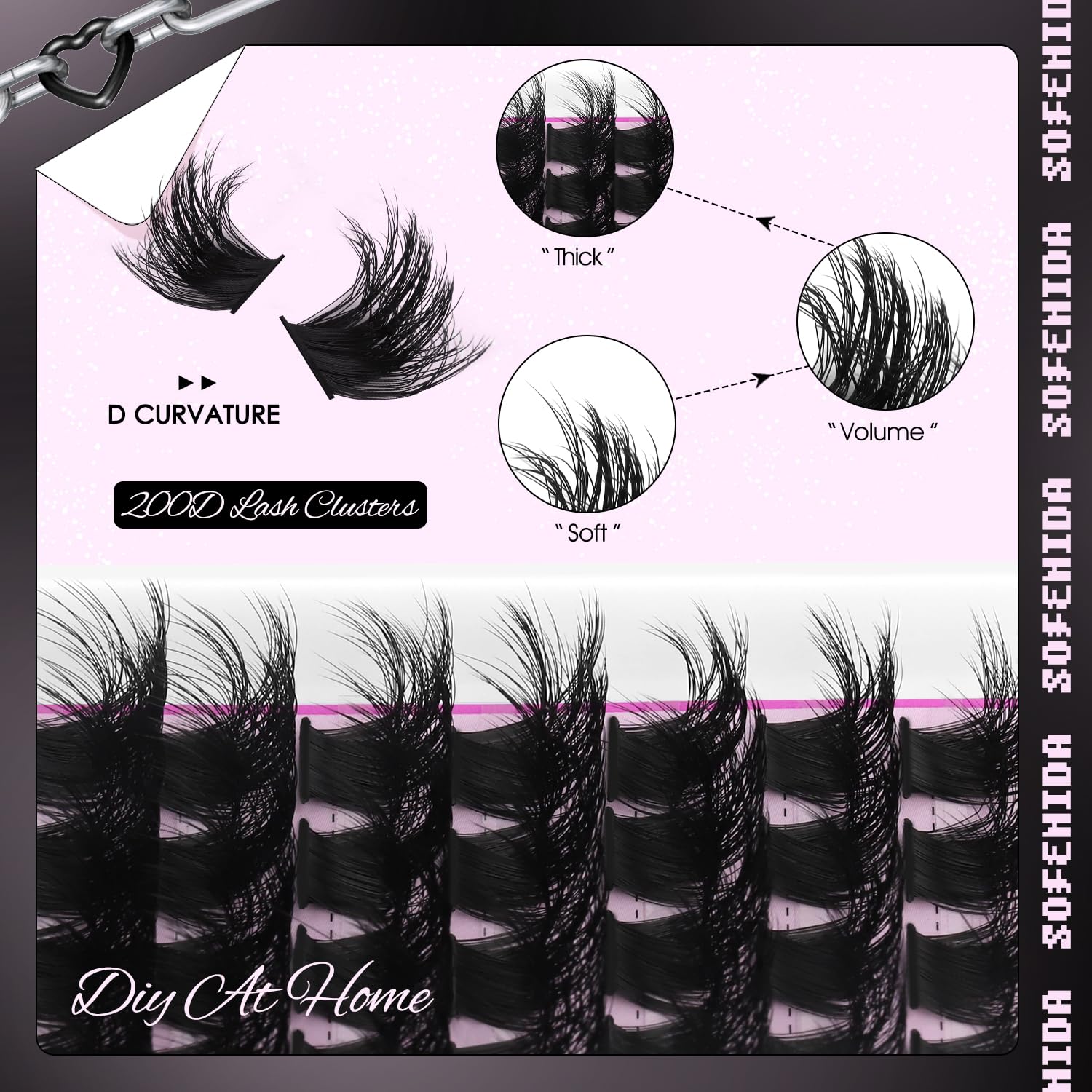 SOFENIDA Lash Clusters Kit 80D Lash Clusters Kit 10-18mm Volume Eyelash Clusters D Curly Cluster Eyelash Extensions 3D Wispy Lashes Cluster DIY Lash Extension Kit(80D-10-18MIX Thick Kit)