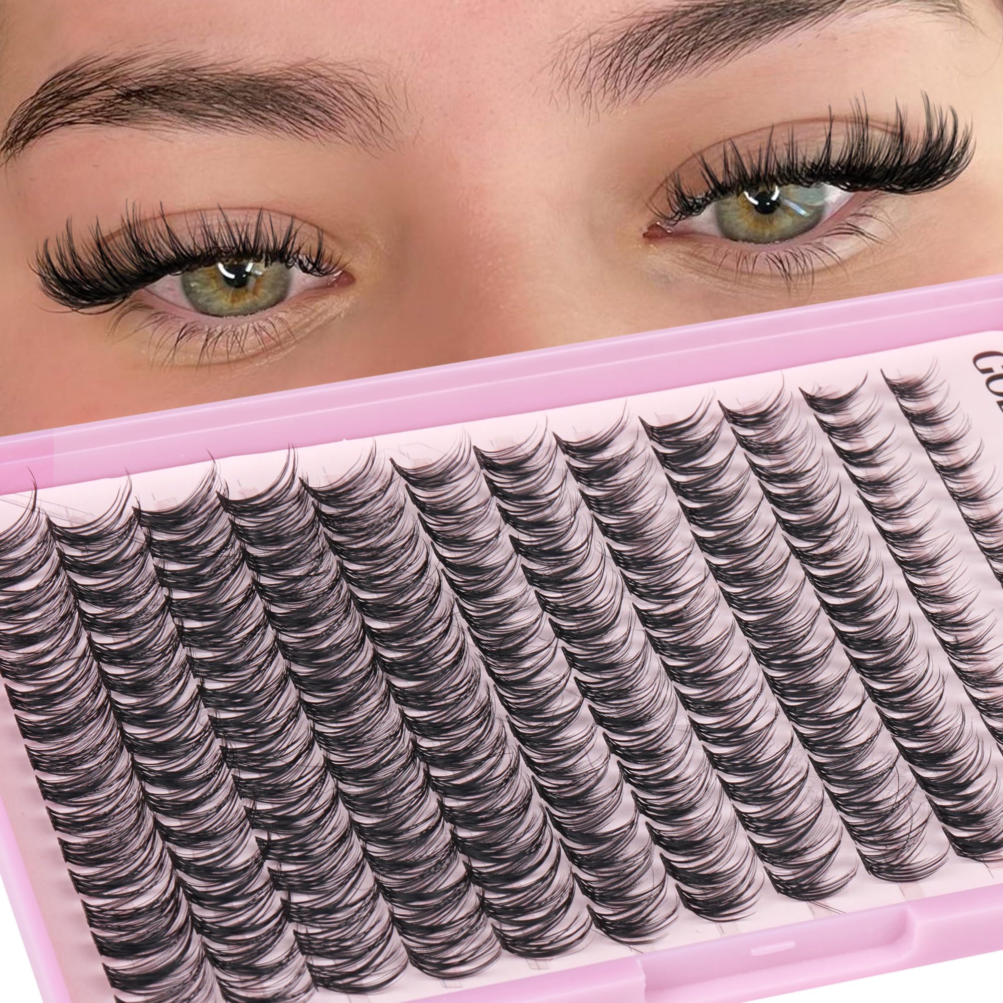 Goddvenus Lash Clusters Kit Wispy Eyelash Clusters Lashes Natural DIY Lash Extension Kit 10-16mm Cluster Eyelash Extensions Kit 300pcs C Curl Individual Lashes Cluster Eyelash (No Tweezers)