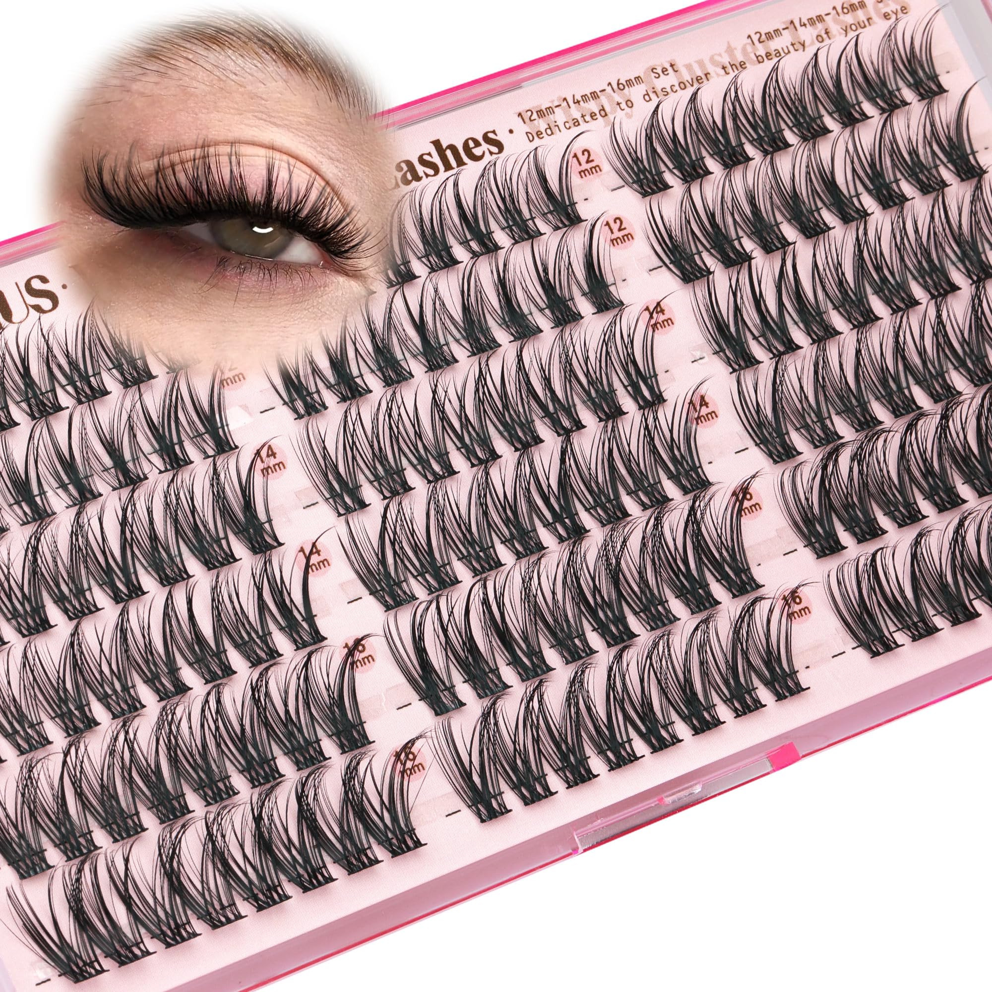 Goddvenus Lash Clusters Kit Wispy Eyelash Clusters Lashes Natural DIY Lash Extension Kit 10-16mm Cluster Eyelash Extensions Kit 300pcs C Curl Individual Lashes Cluster Eyelash (No Tweezers)